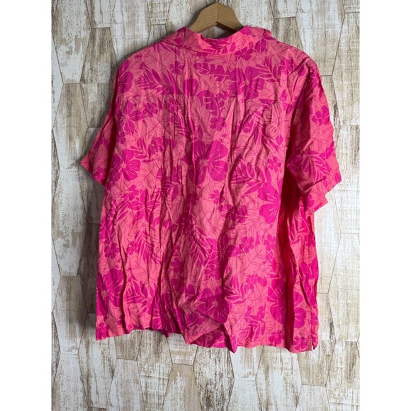 Marsh Landing II Shirt 1X Hawaiian Short Sleeve Rayon Coral Pink - Picture 2 of 6